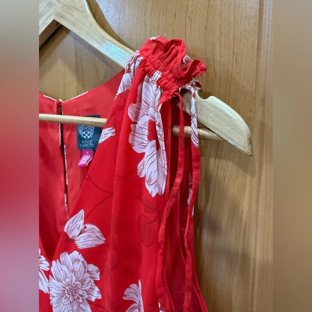 Vince Camuto Floral Print Tie Shoulder Dress New With Tags - Picture 6 of 12